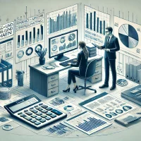 DALL·E 2024-06-26 18.28.17 - A professional scene depicting services related to financial and payroll accounting ('Finanz- und Lohnbuchhaltung'). The image features a modern offic