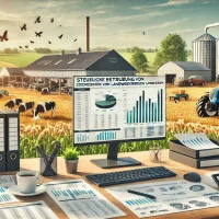 DALL·E 2024-06-26 18.31.00 - A professional scene depicting tax advisory services for agricultural businesses ('steuerliche Betreuung von landwirtschaftlichen Unternehmen'). The i